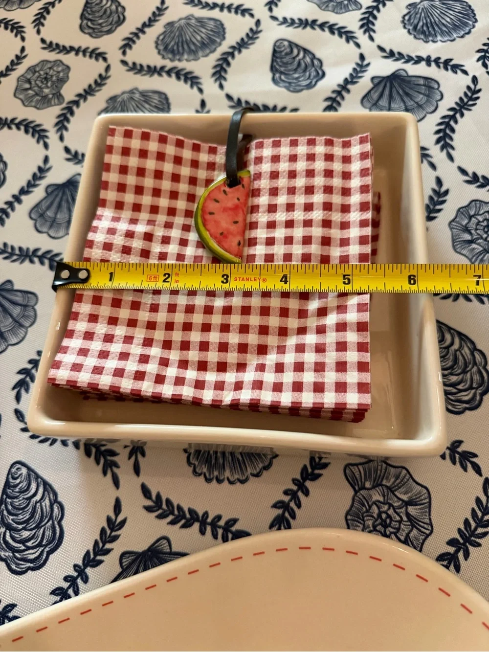 Rae Dunn Watermelon Ceramic Serving Platter Oval Plate Dish Set Napkin Holder